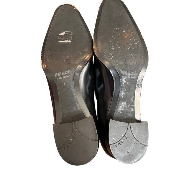 PRADA Vintage Black Leather Buckle Loafers Size 37 - Picture 5 of 8